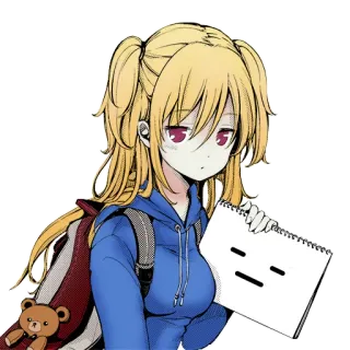 😑 Аниме, Манга, Девушка, Альбом для рисования, Плюшевый мишка telegram sticker