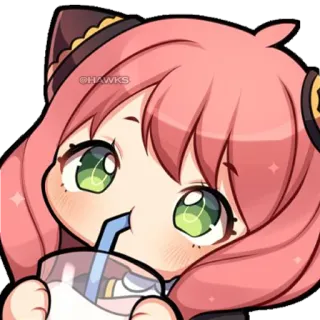 🥛 Anya @HAWKS anya, anime, spy family, cartoon, süß, chibi, trinken telegram sticker