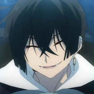 💎 animé, personnage, sourire, cheveux noirs telegram sticker