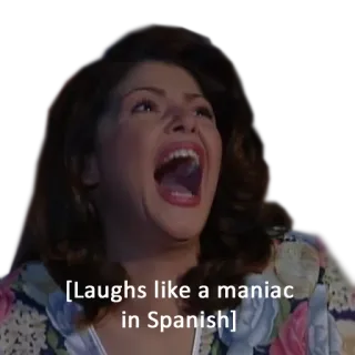 😛 Laughs like a maniac in Spanish lachen, manisch, spanisch, frau, lustig telegram sticker