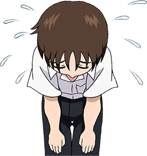 👿 anime, boy, bowing, apology, sad telegram sticker