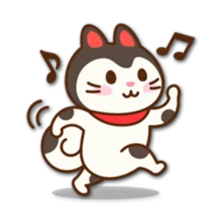 🎶 kot, kreskówka, zwierzę, słodki, nuty, taniec, kawaii, naklejka telegram sticker