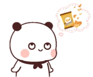 🐼 YumYum Панда, Милый, Снэк, Думающий, Еда, Прелестный, Мечтающий, Чипсы telegram sticker