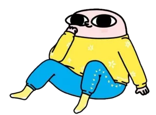 👖 การ์ตูน, ตัวละคร, นั่ง, แว่นกันแดด, ภาพประกอบ, น่ารัก telegram sticker