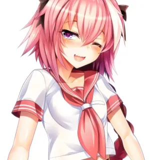 😆 Astolfo Fate/Apocrypha Anime, Manga, Mignon, Cheveux roses, Kawaii, Travesti telegram sticker
