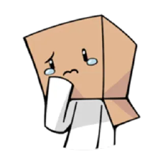 😢 crying, sad, box head, cartoon, emotions, tears telegram sticker