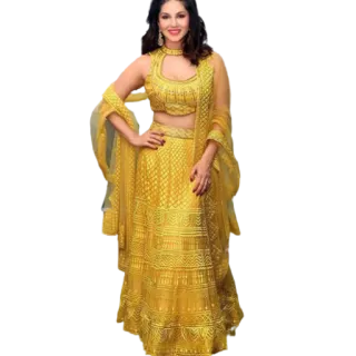 🥰 frau, indisch, schauspielerin, kleid, gelb, bollywood whatsapp sticker