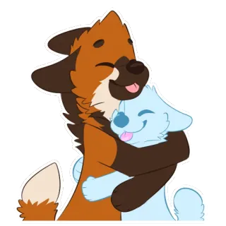 🤗 volpe, cane, abbraccio, cartone animato, animale, amicizia telegram sticker