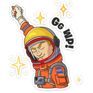 😵 Gg WP! Astronaut, Weltraum, Gut gespielt, Sauber gespielt, Feier, Erfolg telegram sticker