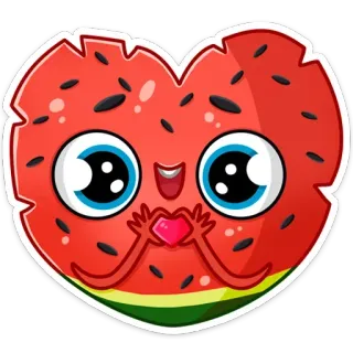 ❤️ anguria, cuore, carino, kawaii, frutta, adesivo whatsapp sticker