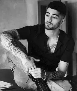 😕 Zayn Malik zayn malik, singer, celebrity, tattooed, portrait telegram sticker