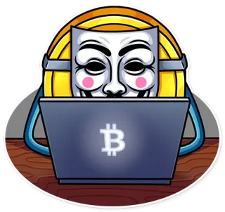 💻 anonimo, bitcoin, computer, maschera, hacker, crypto telegram sticker