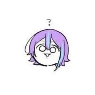 🙂 ? question, cute, purple hair, cartoon, expression, confusion telegram sticker