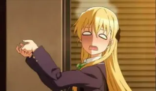 😵 anime, avergonzado/a, gracioso/a, colegiala, rubia, sorpresa telegram sticker