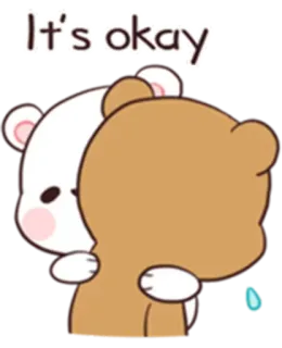 😉 It's okay 만화, 곰, 포옹, 우정, 귀여운 telegram sticker