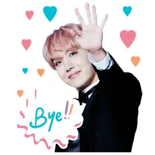 👋 Bye!! j-hope, Пока, K-pop, Приветствие, Сердце, Волна whatsapp sticker
