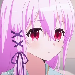 😒 @Fix_x_Fox anime, tóc hồng, dễ thương, cô gái, manga, minh họa, hoạt hình whatsapp sticker