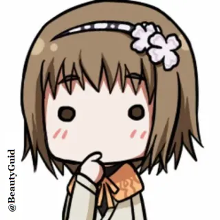 😯 BeautyGuid anime, cartoon, chibi, girl, flowers, headband telegram sticker