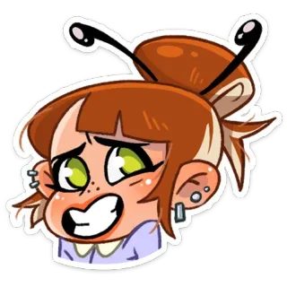 😬 만화, 소녀, 똥머리, 애니메이션 스타일, 스티커 telegram sticker