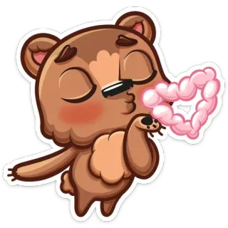 💗 niedźwiedź, pocałunek, miłość, zwierzę, słodki, serce, kreskówka telegram sticker