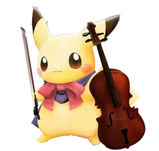🎻 Pikachu โปเกมอน, ไวโอลิน, เพลง, น่ารัก, การ์ตูน telegram sticker