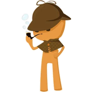🚬 detective, fumare, pipa, mistero, cartone animato, marrone telegram sticker