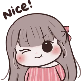 🍓 Nice! dễ thương, cô gái, tốt, nhãn dán, kawaii, hoạt hình whatsapp sticker