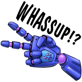 ✌ WHASSUP!? Roboterhand, Gruß, Was geht, lustig, Cartoon, Sticker whatsapp sticker