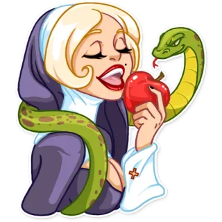 🐍 snake, woman, religious, temptation, apple telegram sticker
