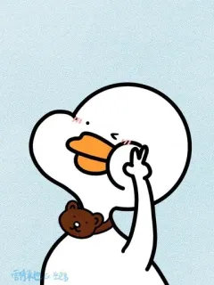 🌟 duck, peace sign, cartoon, cute, animal, illustration telegram sticker
