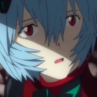 🌟 Rei Ayanami Neon Genesis Evangelion Anime, Rei Ayanami, Evangelion, blaue Haare, rote Augen, Charakter telegram sticker