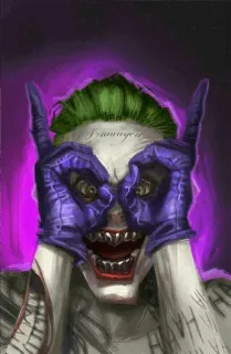 😆 Joker Damaged Joker, DC Comics, villain, comic book character telegram sticker