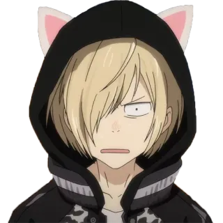 😟 Yuri Plisetsky Yuri!!! on Ice Аниме, Персонаж, Юрий Плисецкий, Кошачьи уши, Yuri on Ice, Аниме персонаж whatsapp sticker