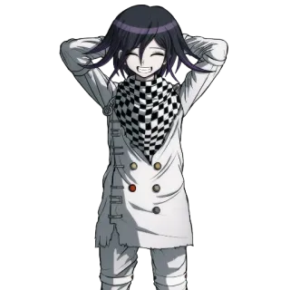 😁 Kokichi Oma Danganronpa Аниме, Видеоигра, Персонаж, Улыбающийся, Danganronpa, Кокичи Ома, Черно-белый, милый telegram sticker