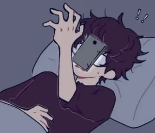 🥺 schläfrig, Wecker, müde, Bett, Handy, Cartoon telegram sticker