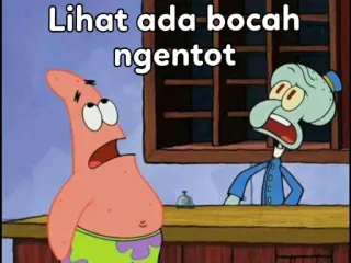 🧐 SpongeBob SquarePants Lihat ada bocah ngentot 派大星, 章鱼哥, 反应, 震惊, 尼克儿童频道 whatsapp sticker