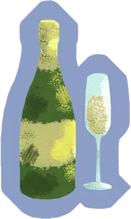 😍 alcohol, champagne, drink, celebration, bottle, glass telegram sticker