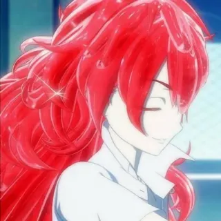 😌 动漫, 红发, 人物, 插画, 肖像 telegram sticker