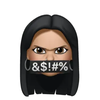 🤬 &$!#% 이모지, 여자, 검열됨, 짜증난, 화난 telegram sticker