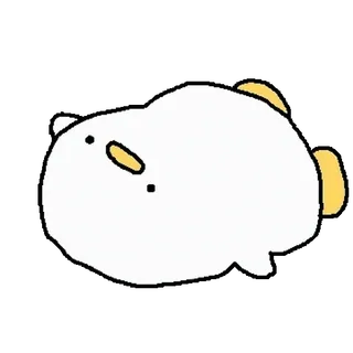 💬 pato, desenho animado, animal, fofo, deitado, branco whatsapp sticker