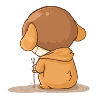 😐 cão, vara, fofo, desenho animado, animal telegram sticker
