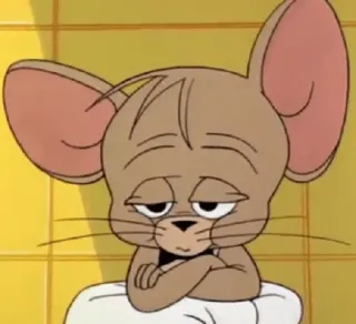 😪 Jerry Mouse Tom and Jerry Мультфильм, Мышь, Джерри, Разочарованный, Руки скрещены whatsapp sticker