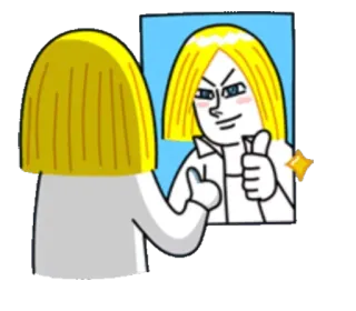 👍 キャラクター, 漫画, ステッカー, 鏡, 反射, いいね telegram sticker