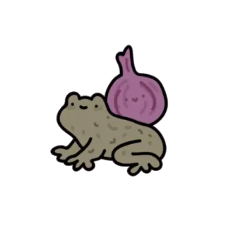 🧅 ếch, hành tây, động vật, rau, dễ thương, nhãn dán, hoạt hình telegram sticker