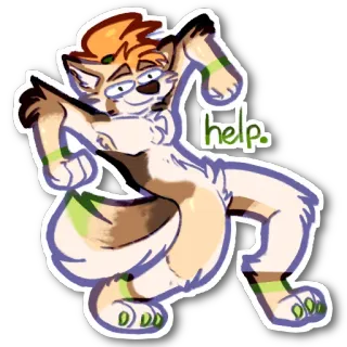 😔 help. Furry, Anthro, Tier, Cartoon, Lustig, Anfrage, Meme telegram sticker