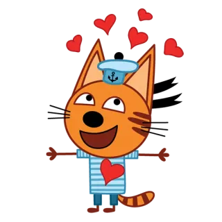 ❤️ cartone animato, gatto, cuore, amore, carino, animale whatsapp sticker