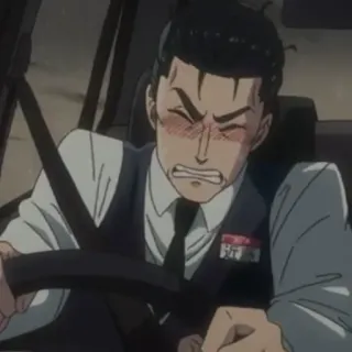 😳 Anime, Conductor, Enojado, Masculino, Coche telegram sticker