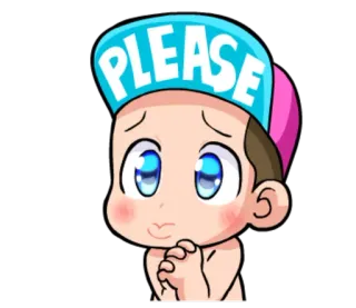 😳 PLEASE rogando, pidiendo, preguntando, bebé, lindo, petición telegram sticker
