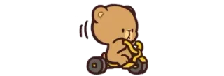 🛵 Milka Bear mono, oso, dibujos animados, kawaii, triciclo whatsapp sticker