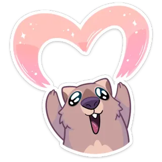 ❤️ quokka, animal, fofo, coração, amor, feliz telegram sticker